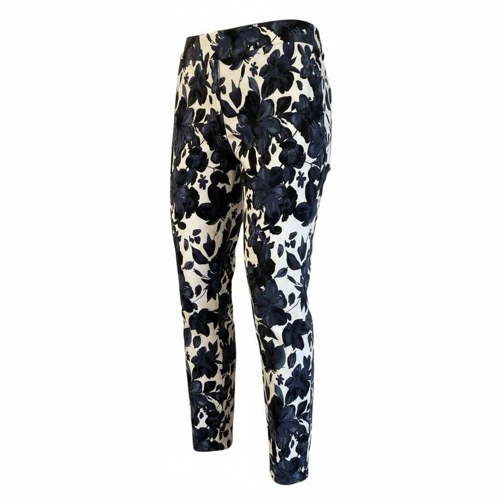 Joseph Ribkoff Blue Floral Lightweight Stretch Mid Rise Pants Women Size 10 USED